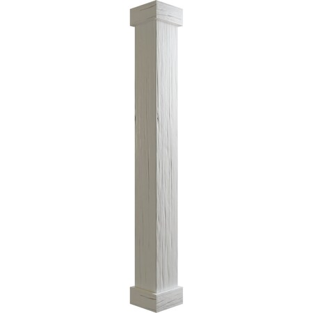 River Wood Faux Wood Non-Tapered Square Column Wrap W/ Standard Capital & Base, 10W X 8'H